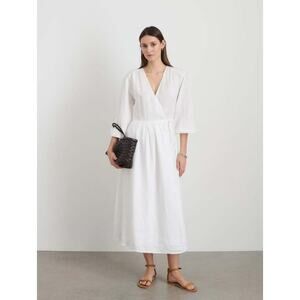 Alex Mill Lauren Wrap Dress White Size Large NWT MSRP: $250